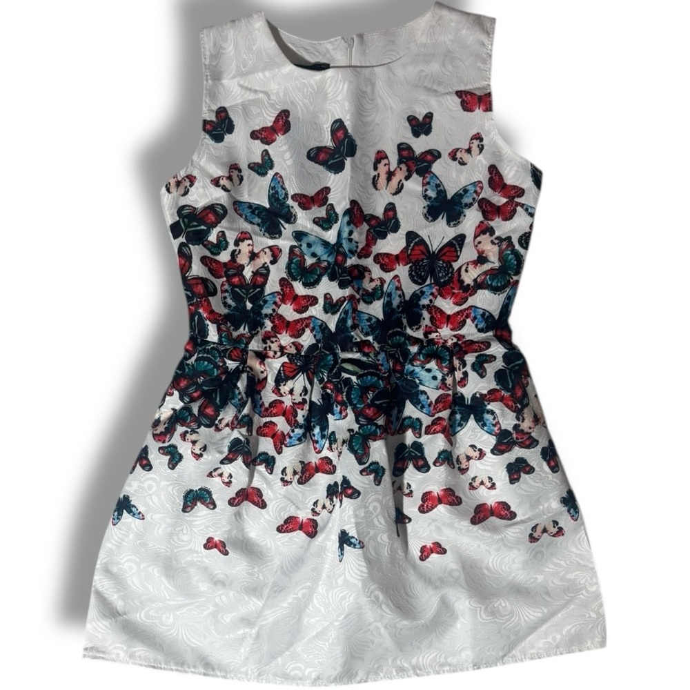 Just Cavalli NWT White with Blue/Red Butterfly Print Sleeveless Mini Dress - Picture 8 of 16